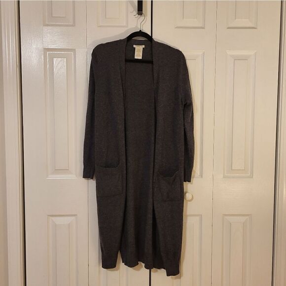 NWOT Matty M dark grey long split open cardigan - Picture 1 of 6
